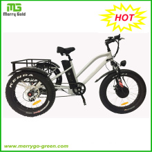 24" 500W Fat Tire 3  Wheel Electric Bicycle for Adults